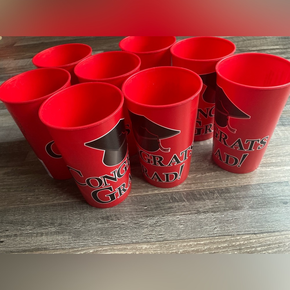 Red & Black Graduate Party Cups Set Of 8